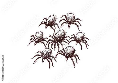 mites hand drawn Illustration Sketch Vector Isolated