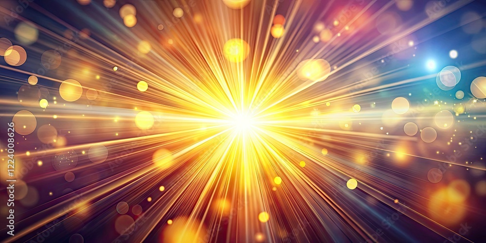 Fototapeta premium Hand Drawn Sunburst Bokeh Background, Sun Burst Graphic Design, Bokeh Effect, Sun Rays Illustration, Artistic Sunbeams