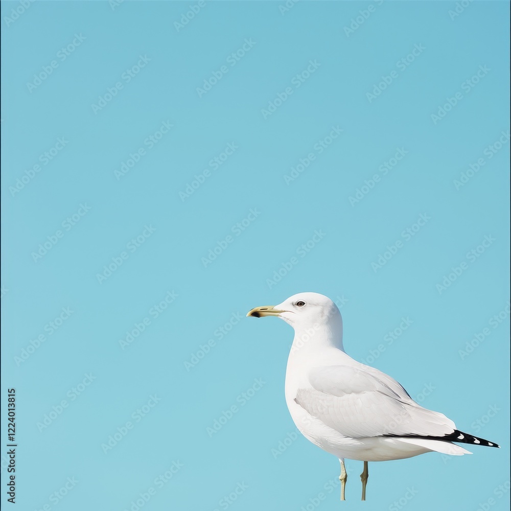 White Seagull Against A Vibrant Blue Sky White Seagull Against A Vibrant Blue Sky