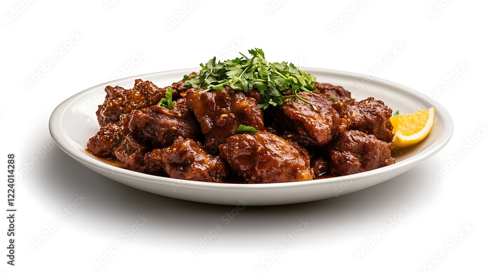Plate with delicious chicken wings and vegetables on white background Plate with delicious chicken wings and vegetables on white background