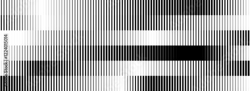 Black and white striped halftone gradient. Fading linear gradation background. Repeating strip pattern backdrop. Parallel lines wallpaper for overlay, print, cover. Vector line effect concept