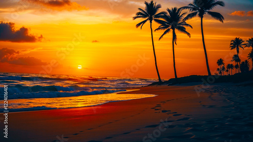 Serene Sunset Over Tropical Beach