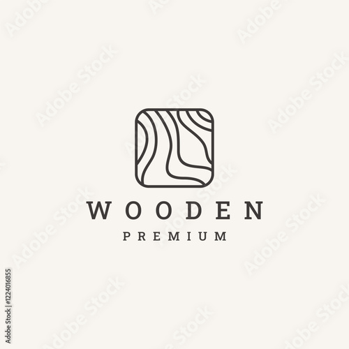 Wooden logo design with creative abstract concept vector