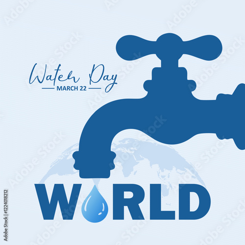 World Water Day Concept. Bold faucet design symbolizing water scarcity and environmental protection. Supporting earth day and water-saving awareness.