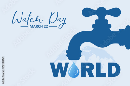 World Water Day Concept. Bold faucet design symbolizing water scarcity and environmental protection. Supporting earth day and water-saving awareness.