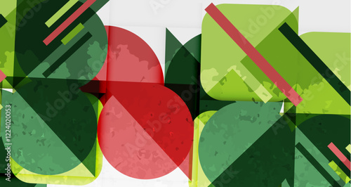 Squares, circles and triangles and grainy noisy texture. Vector Illustration For Wallpaper, Banner, Background, Card, Book Illustration, landing page