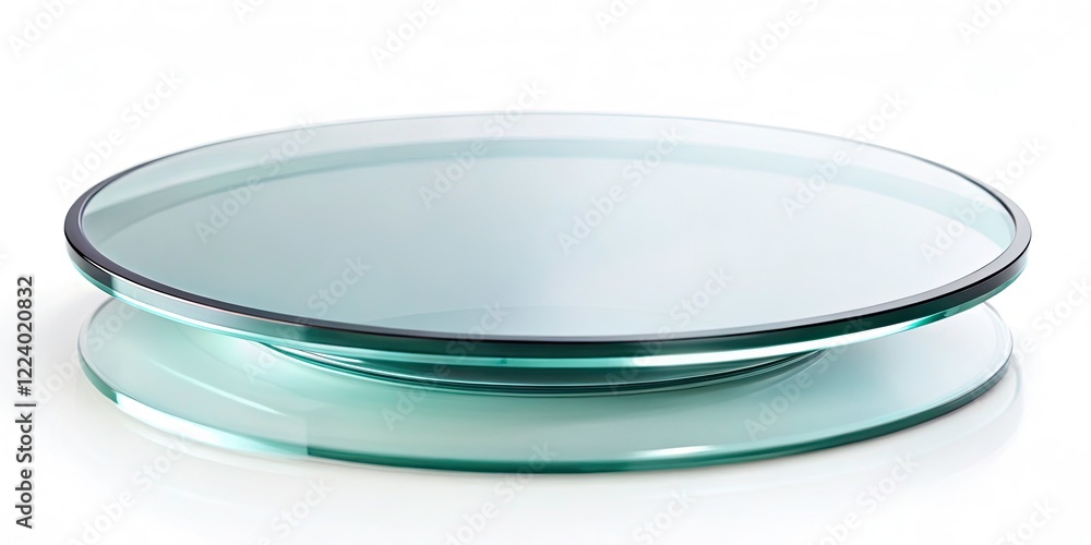 Round Glass Tabletop Isolated White Background Product Display Mockup - Tilt-Shift Photography Round Glass Tabletop Isolated White Background Product Display Mockup - Tilt-Shift Photography