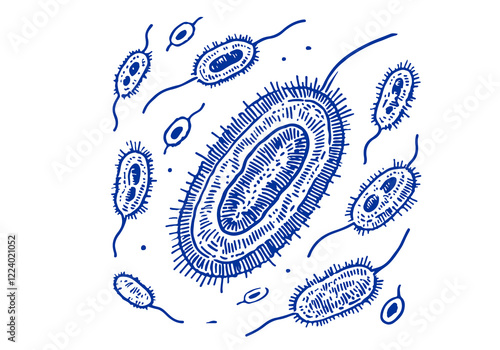 Protozoa hand drawn Illustration Sketch Vector Isolated