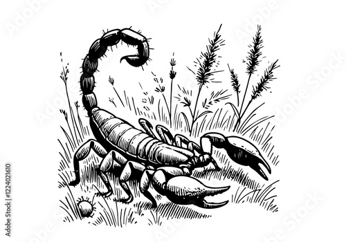 Scorpion hand drawn Illustration Sketch Vector Isolated