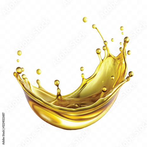 realistic 3d splash of olive oil with many drops in curve style isolated on white background 