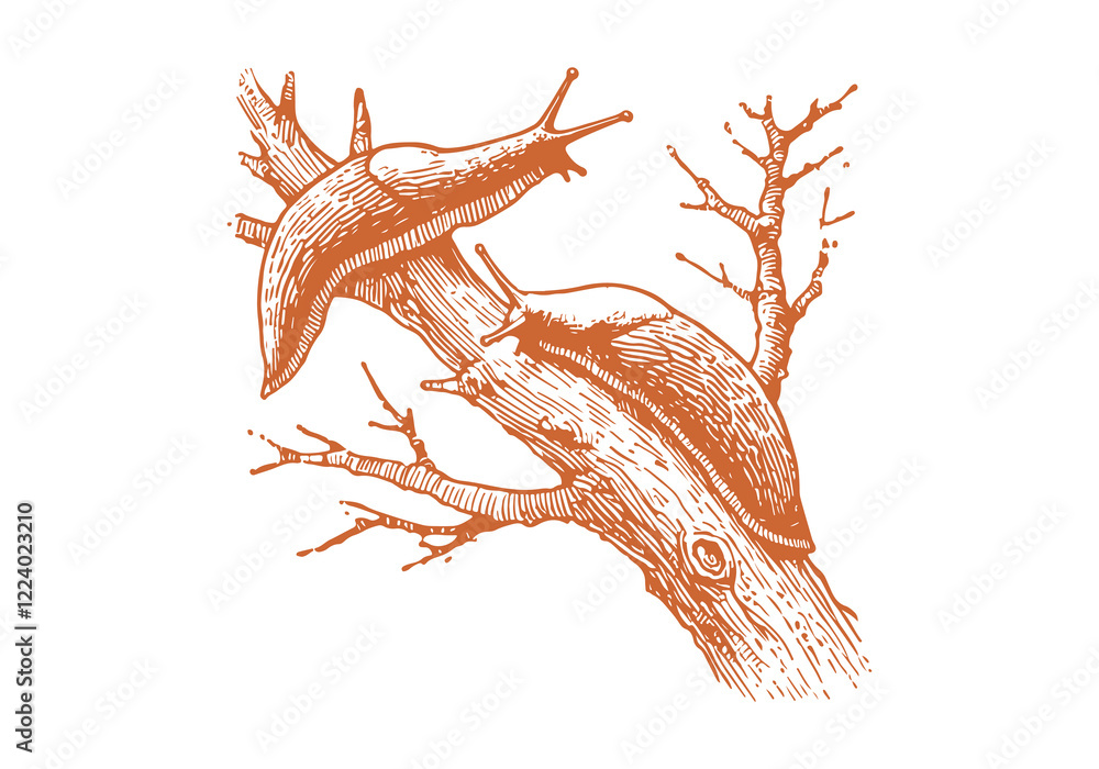 Fototapeta premium Slug hand drawn Illustration Sketch Vector Isolated