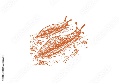 Slug hand drawn Illustration Sketch Vector Isolated