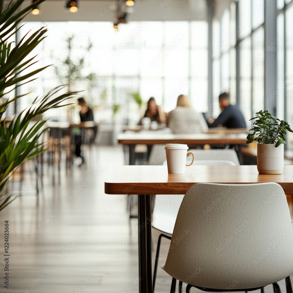 Modern Cafe Interior with Bright Natural Light and Cozy Seating for Relaxation and Socializing Modern Cafe Interior with Bright Natural Light and Cozy Seating for Relaxation and Socializing