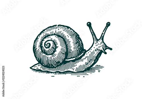 Snail hand drawn Illustration Sketch Vector Isolated