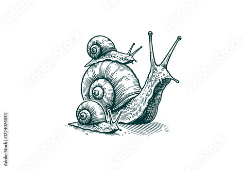 Snail hand drawn Illustration Sketch Vector Isolated