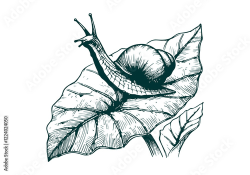 Snail hand drawn Illustration Sketch Vector Isolated
