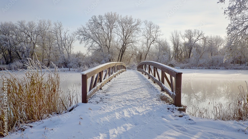Frosty Morning on Snowy Bridge Frosty Morning on Snowy Bridge
