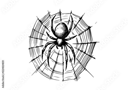 Spider hand drawn Illustration Sketch Vector Isolated