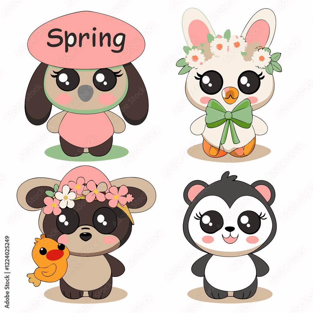 Adorable spring animals cartoon characters. (1) Adorable spring animals cartoon characters. (1)