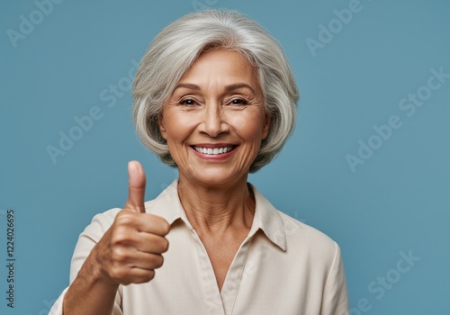 Wallpaper Mural Beautiful senior woman smiling with thumbs up  Torontodigital.ca