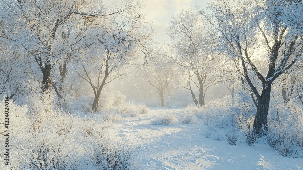 Frosty Landscape with Snowy Trees Frosty Landscape with Snowy Trees