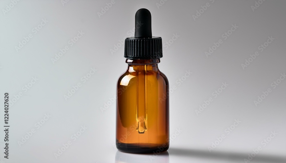 Amber glass bottle with a dropper. Amber glass bottle with a dropper.