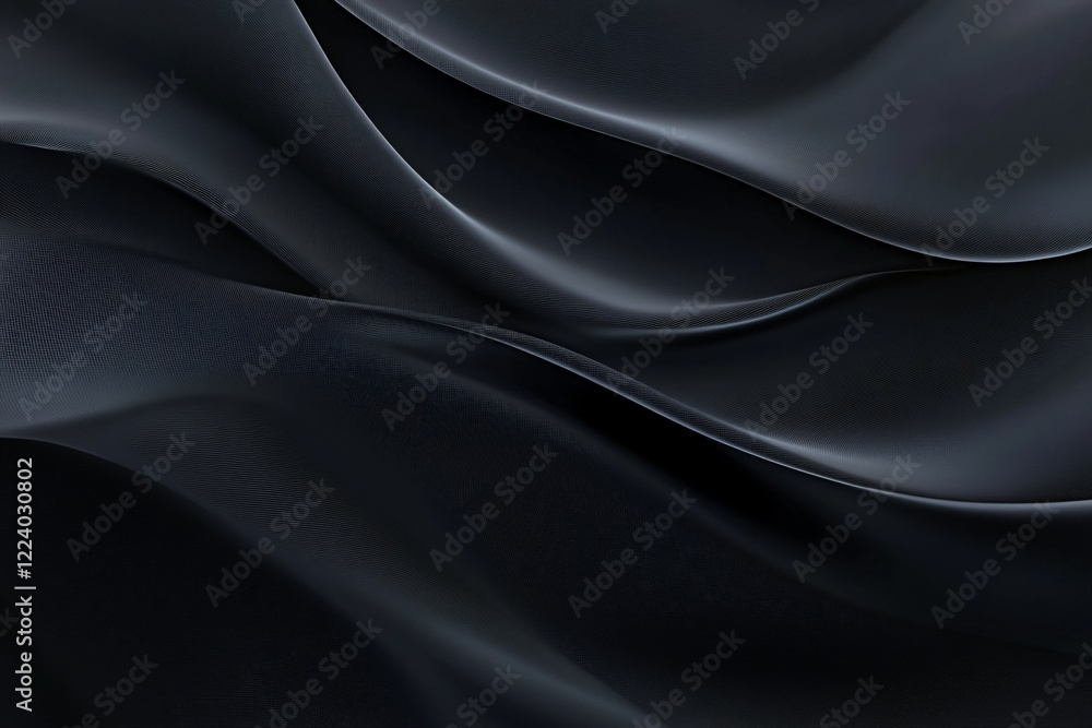 Obraz premium Elegant Dark Gray Draped Fabric Smooth Texture Abstract Background Luxurious Silk Waves