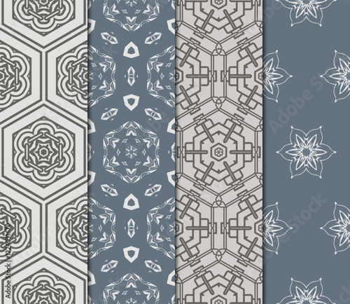 set of Seamless texture of floral decorative ornament. Vector illustration. For the interior design, printing, web and textile