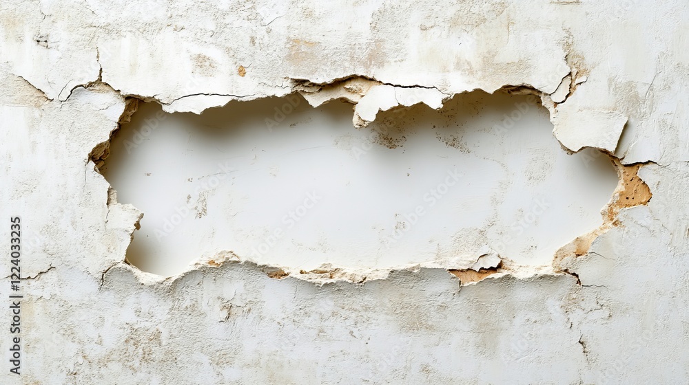 Obraz premium Old White Wall with Peeling Paint Revealing Layers of History and Texture Evoking a Sense of Abandonment and Timeworn Beauty in a Minimalistic Urban Setting with Artistic Appeal
