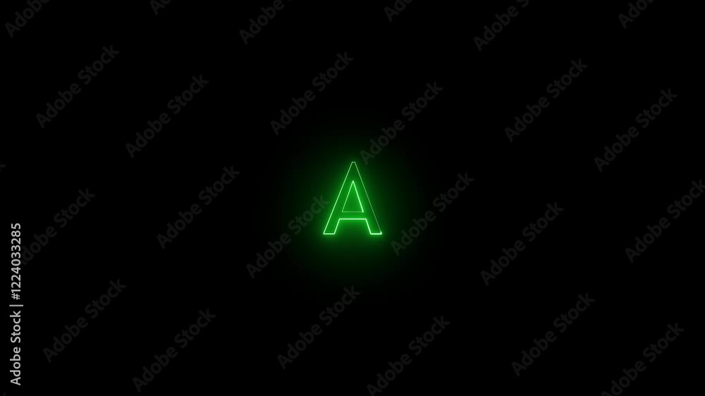 A letter with neon effect animate on black background A letter with neon effect animate on black background