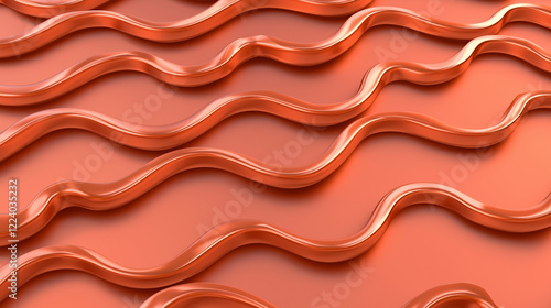 A detailed close-up of a copper-colored abstract wave pattern, showcasing a metallic, rippled texture.