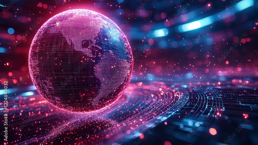 Fototapeta premium Global Network: A Digital Earth Visualization
