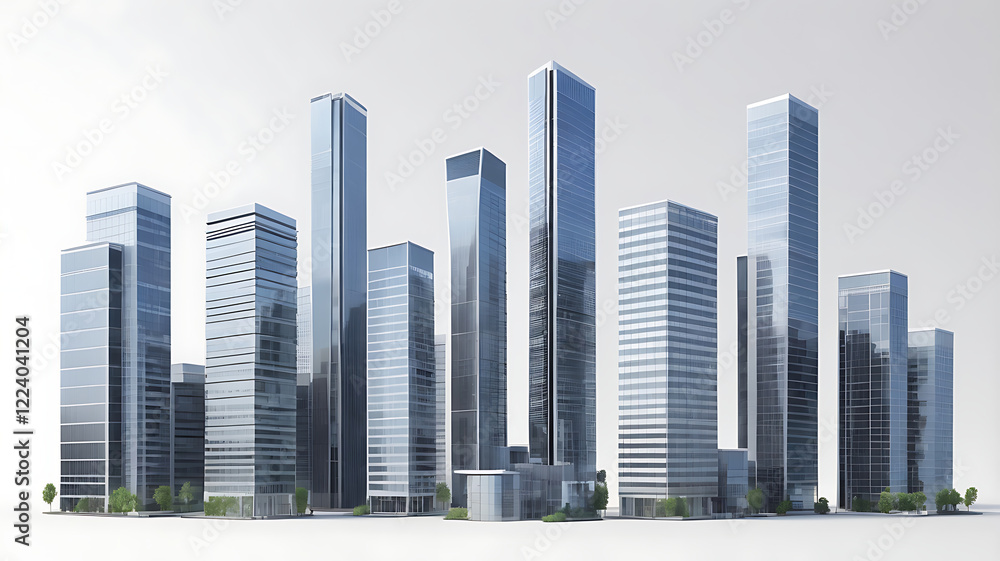 Fototapeta premium Contemporary Office Buildings on White Background