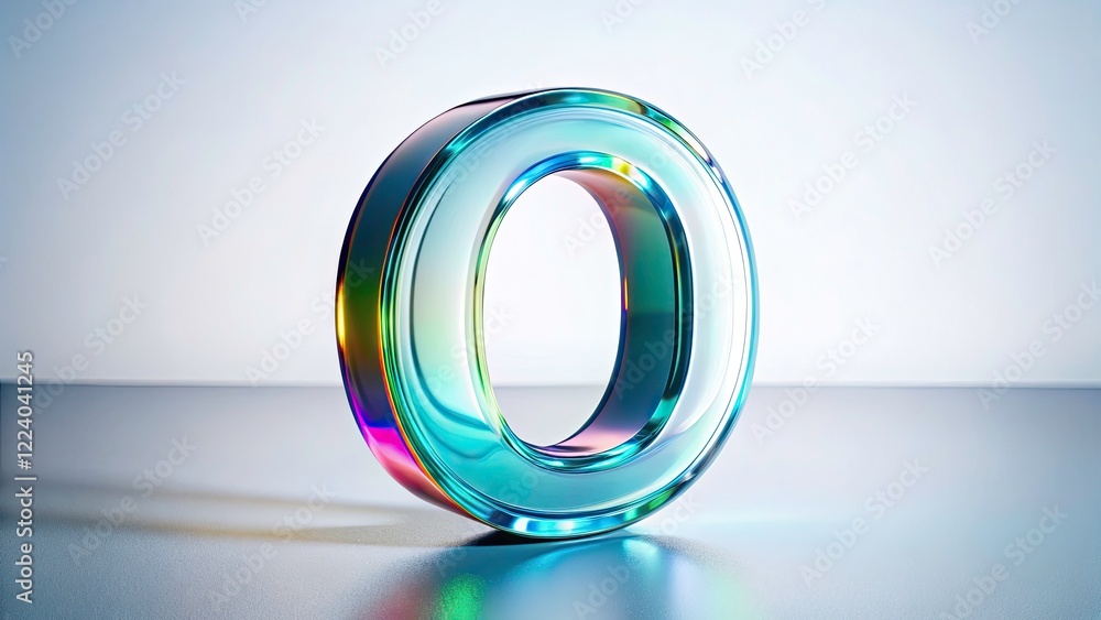 Transparent Glass Letter O in Tilt-Shift Photography on White Background for Modern Typography and Design Elements Transparent Glass Letter O in Tilt-Shift Photography on White Background for Modern Typography and Design Elements
