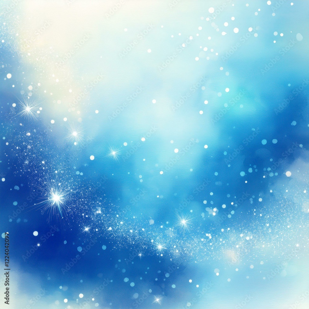 きらめく幻想的な壁紙、背景(青、水色、水彩画風イラスト) きらめく幻想的な壁紙、背景(青、水色、水彩画風イラスト)
