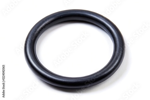 Black Rubber O-Ring Vehicle Spare Part Isolated on White Background - Automotive Seal photo