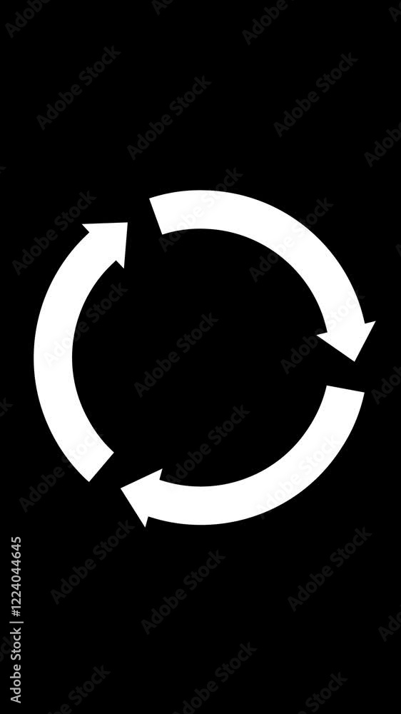 円形の回転する白い矢印・ループアニメーション（縦長、透過背景）	