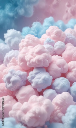 Cotton candy texture with subtle gradient effect in pastel pink and blue, pastel colors, gentle fade, color transition