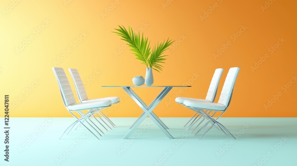 Obraz premium Modern Dining Room with Tropical Decor Elements