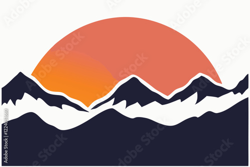 Vibrant Sunset Over Mountain Peaks E.eps