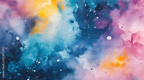 Abstract Watercolor Galaxy Background