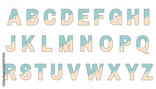 set of colorful line alphabet vector design