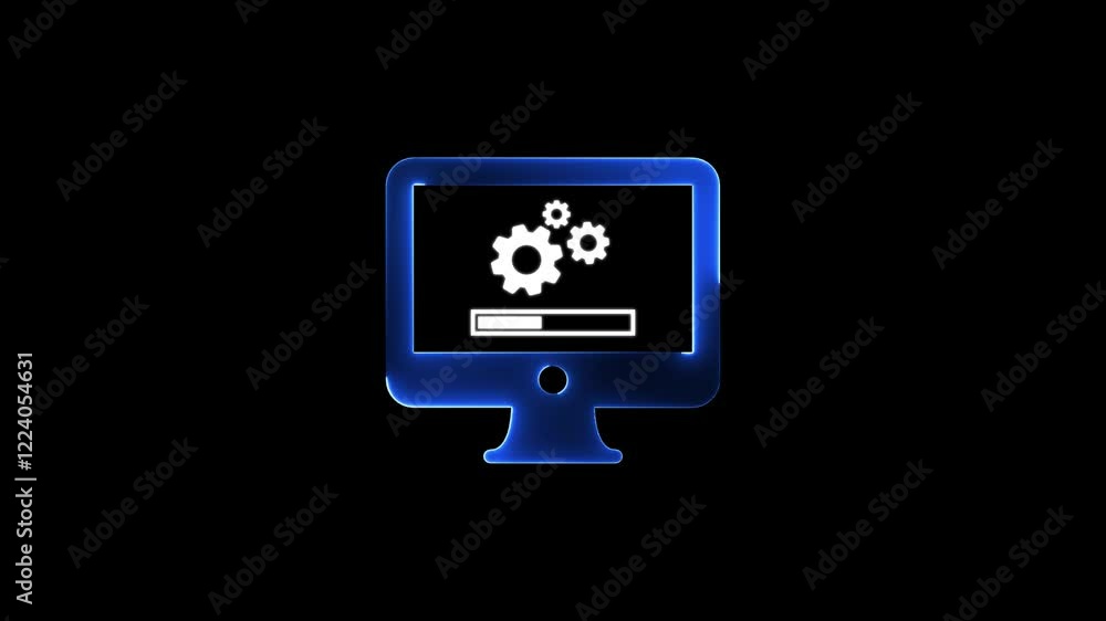 Setting updating icon isolated .Operating system upgrade concept, software updating concept with monitor . Setting updating icon isolated .Operating system upgrade concept, software updating concept with monitor .