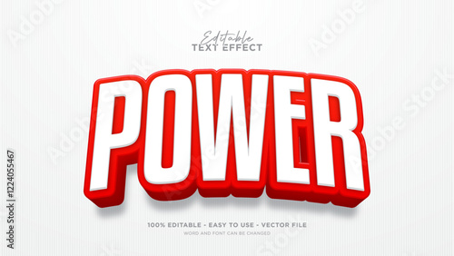 Editable power 3d text effect, red text effect template