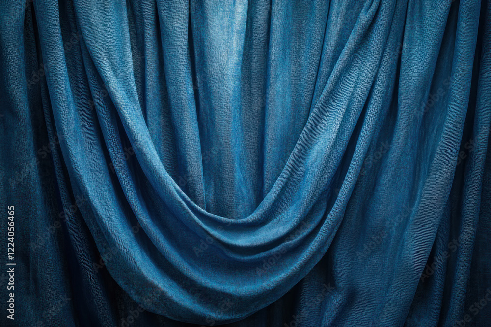 Obraz premium Blue curtain against black background, creating a striking contrast.