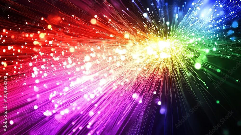 Abstract Technological Background with Futuristic Display of Internet Fiber and Network Effects: Captivating Representation of Interconnected Digital World Abstract Technological Background with Futuristic Display of Internet Fiber and Network Effects: Captivating Representation of Interconnected Digital World