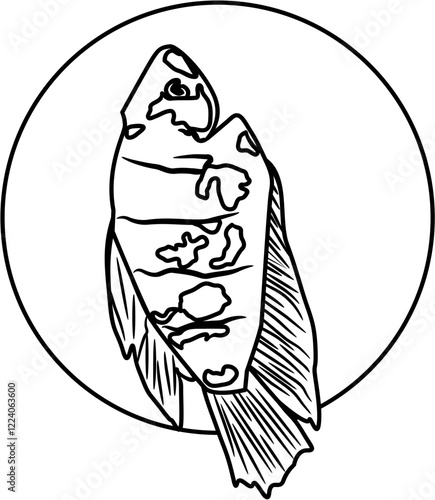 tilapia fish Nusantara Cuisine coloring page
