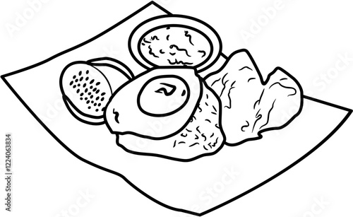 fried chicken Nusantara Cuisine coloring page