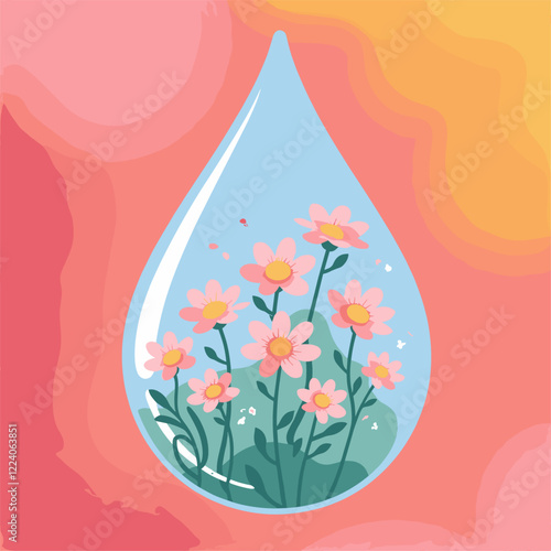 Mystical Raindrop: A Bouquet of Colors Blossoming with Life and Tranquility