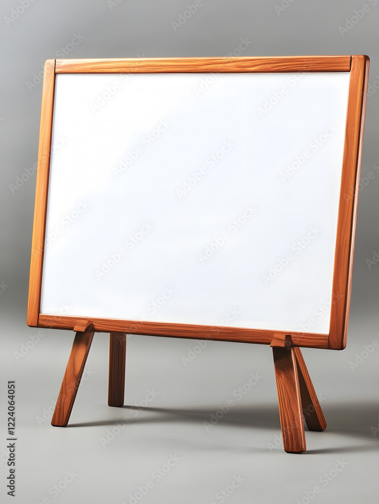 Elegant Wooden Frame Whiteboard on Minimalist Studio Background Display : Generative AI Elegant Wooden Frame Whiteboard on Minimalist Studio Background Display : Generative AI
